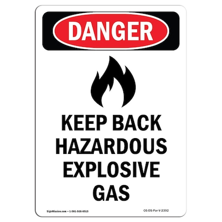 Signmission Safety Sign, OSHA Danger, 14" Height, Rigid Plastic, Keep Back Hazardous, Portrait OS-DS-P-1014-V-2392